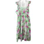 Torrid  Pink Green Floral Tiered Ruffle Smocked Poplin Sun Dress‎ Size 2X Pockets Photo 10
