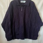 Aran Crafts Ireland Aran Crafts 100% Merino Wool Sweater Purple Full Zip Cable Knit Ireland Photo 0