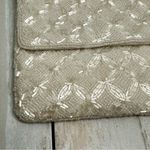 Vintage White Glass Beaded Patterned Crossbody Bag Art Deco Pearl Strap Party Photo 3