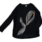 Nordstrom  Black Long Sleeve Tunic Top with Printed Scarf Size Large, NWT Photo 8