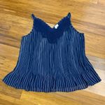 Chico's Pinstripe Tank Top Women Size Large Lace V-Neck Sleeveless Blouse Summer Photo 0