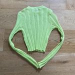 ZARA  Ribbed Knit Crew Neck Long Sleeve Sweater in Lime Green Photo 3