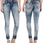 Rock Revival Jeans Sakai Ankle Skinny Rhinestones Stitching Distressed Size 27 Photo 3
