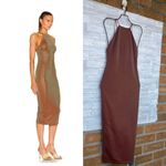 ALIX NYC Shiloh Halter Dress in Iridescent Copper medium Brown Photo 1