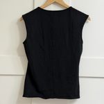 J.Crew Cap Sleeve Stretch Cotton Blend Squareneck Tank Top in Black, Size Medium Photo 6