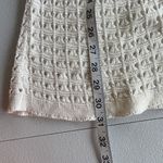 DKNY Women M Open Knit Cardigan Crochet Buttoned Sweater V-Neck 3/4 Sleeve Cream Photo 9