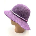 Inverni Hat Purple Raffia Flower Trim Sun Beach Garden Party Floppy Italy Photo 4