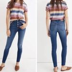 Madewell  Dark Wash Distressed Denim Button Fly 10” High-Rise Skinny Jeans Sz 26 Photo 8