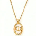 Christian Dior Vintage Logo Oval Pendant Necklace Photo 0
