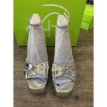 Sam Edelman Jullian Platform Dress Sandal Silver Metallic Chunky Heel Size 8.5 Photo 3