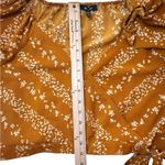 BCBG Paris Cropped 3/4 Puff Sleeves V Neck Fall Floral Wrap Shirt Top Blouse XL Gold Photo 10