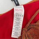 Pretty Little Thing Orange Glitter Ruched Front Brazilian Bikini Bottoms Size 8 Photo 6