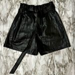 Beige Botany Black Vegan Leather High Waisted Belted Paper Bag Shorts Size Small Photo 1