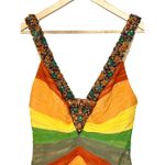 NWT Mandalay Multi Color Silk Beaded Sequin Midi Evening Gown Dress Womens Sz 10 Green Photo 1