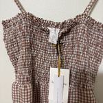 NEW House of Harlow 1960 Linen Gingham Jumpsuit Size Small NWT Tan Photo 2