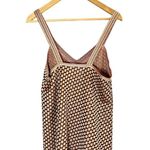 ZARA Knit Tank Top Sleeveless V-Neck Diamond Brown Pink Blouse Medium EUC Photo 3