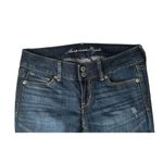 American Eagle  Blue Dark Wash Denim Artist Crop Capri Jeans Womens Sz 4 Stretch Photo 1