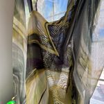 ZARA Green printed tulle top asymmetric sleeves & neckline Medium Photo 4