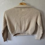 Miou Muse Cable Knit 1/4 Zip Pullover Sweater Knit Beige Womens Small Tan Photo 2