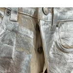 ZARA  Boy Fit Jeans‎ Boyfriend Mid Rise Button Fly Silver Metallic Size US 0 Photo 6