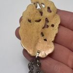 Carved Wood Pendant Forest Frog on Silver Tone Necklace Chain Photo 9