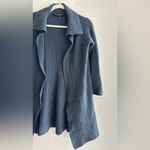 Carmen Marc Valvo  Steel Blue Cozy Open Front Cardigan Sweater, Size Small Photo 11
