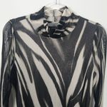 Alfani Sheer Zebra Print Metallic Midi Dress Mock Neck Long Sleeve Size M Photo 3