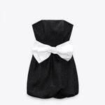 ZARA Black Jacquard Dress With Contrast Bow Party Cocktail Night Out Mini Photo 7