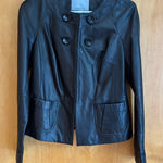 Classiques Entier Black Leather Jacket Button Front Career Business small Photo 0