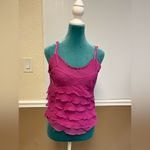 Anne Carson 100% Silk Ruffle Camisole Top - Size Small Y2K Vintage Fuschia Photo 1