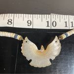 Vintage Southwestern Carved MOP Thunderbird Necklace Stone Heishi Bead Fetish White Photo 8