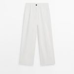 Massimo Dutti NWT  Women's Wide Leg‎ 100% Linen Pants In White Size 12 Photo 1