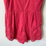 Blue Rain Women's Medium Sleeveless High Neck Boho Eyelet Scalloped Red Romper Photo 13