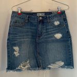 REWASH Distressed Denim Mini Skirt Photo 0