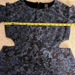 Anthropologie  Jacquard Print Floral Side Cutout Mini Dress Blue Black Size 8 Photo 5