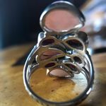Natural Pink Opal Ruby Garnet Sterling Silver Cocktail Ring Size 7 Photo 2