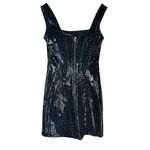 PRISCAVera Leather Corset Dress in Midnight Croc Small New Womens Mini Black Photo 7