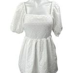 A New Day White Eyelet Short Puff Sleeve Square Neck Cutout Fit & Flare Dress S Photo 0
