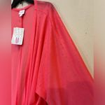 LuLaRoe Women’s Lindsay Coral Pink Polka Dot Sheer Chiffon Kimono Cardigan M Photo 4