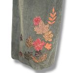 Vintage Petites Olive Green Corduroy Skirt Embroidered Autumn Leaves Midi 8P Size 8 Photo 2