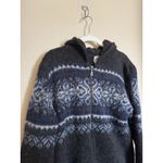 Kidka Icelandic Wool Drangi Cardigan Sweater M Full Zip Long Sleeve Hooded Black Size M Photo 2
