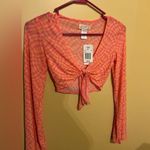 l*space L* Cover Up Bandera Top Sheer Mesh Tie Front Pink/Orange Size XS Photo 5