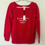 Milly NWT Slippery When Wet Fleece Sweatshirt Crewneck Cotton Pullover Sz PS Photo 0