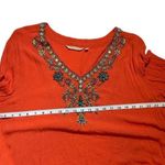 Soft Surroundings Orange Gauze Beaded Vneck Boho Resort wear Bohemian boho 2X Photo 2