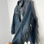 Levi's  denim jacket customized  with leather yokes, studs, and fringes size XXL Photo 5