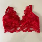 Victoria's Secret  Red Lace Bow Bra Thong Lingerie Matching Set sz Small Coquette Photo 1