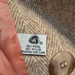Vintage 80s Blazer Petite Tan Cream Wool Herringbone Tweed Double Breasted Coat Size undefined Photo 9
