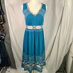 Sundance‎ Teal Blue Embroidered Sleeveless Boho Midi Dress Women's Size 2 Photo 14