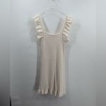 Anthropologie  Ruffled Pointelle Knit Mini Dress Square Neck Ivory Cream Womens S Photo 6