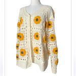 Everleigh Sunflower Crochet Knit Cardigan Sweater Ivory Yellow 1X NEW Orange Photo 1